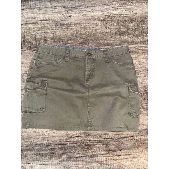 Lucky Brand Y2K Green Khaki Cargo Mini Skirt 8 - Picture 1 of 4